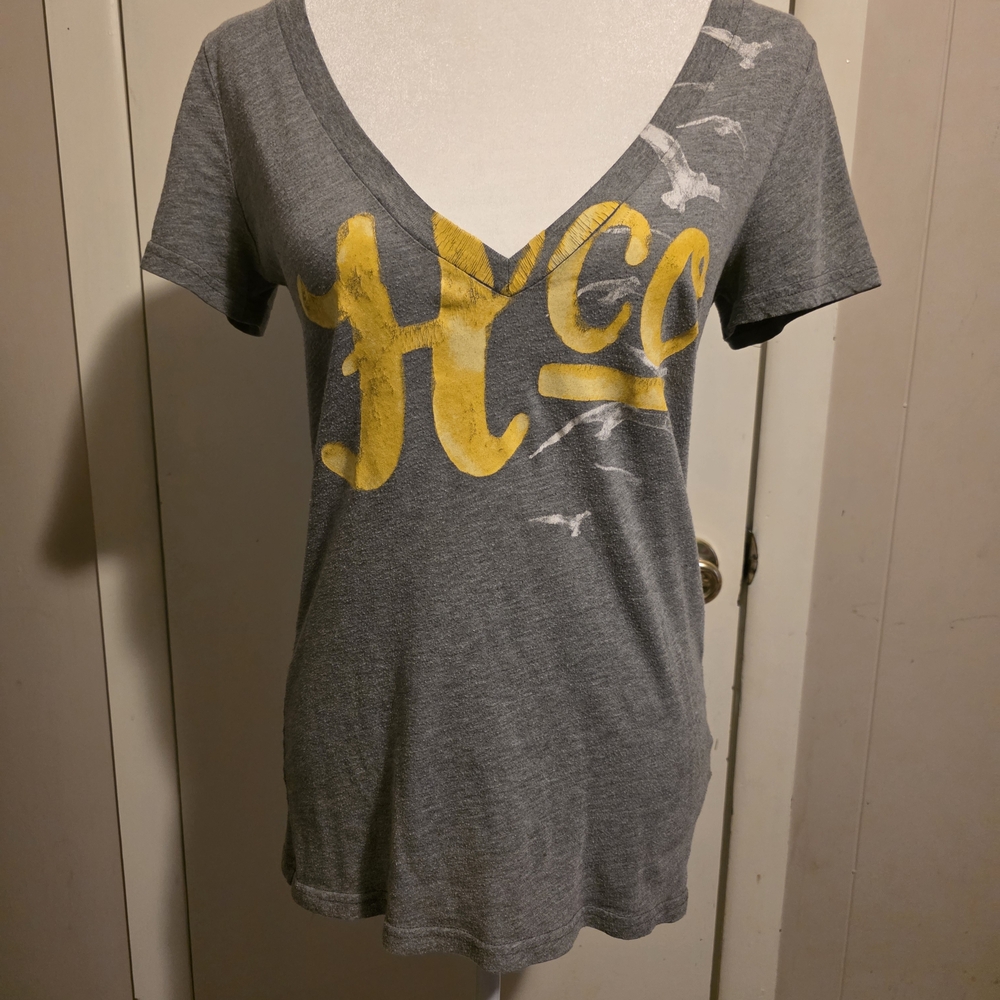 Hollister Gray T-Shirt with Cream Label